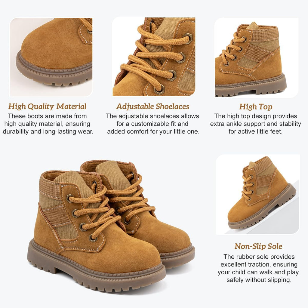 Toddler Boys Girls Boots Kids Work Boots Winter Snow Boot Lace Up Hiking Outdoor Shoes (Toddler/little Kid)