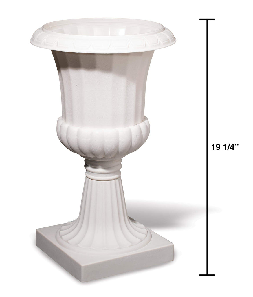 Classic White Decorative Plastic Urn Planter, 19 Inches High