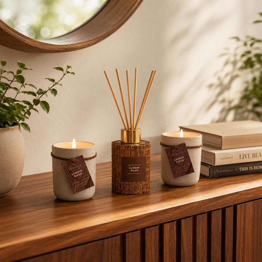 Covtlykne Scented Gift Set - 3 oz Candles & 1 Reed Diffuser Oil, Home Fragrance Kit Decoration & Gifts - Set of 2