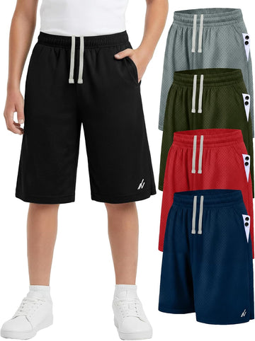 5 Pack Breathable Mesh Boy's Athletic Shorts Basketball Shorts