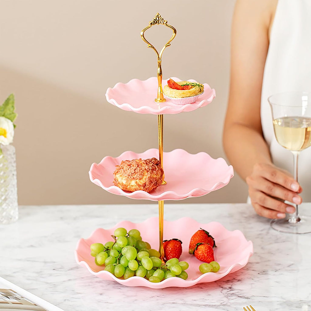 Tier Cupcake Stand Holder, Plastic Cupcake Holder Towel with Multiple Layers of Trays, Used for Cupcakes - Set of 2