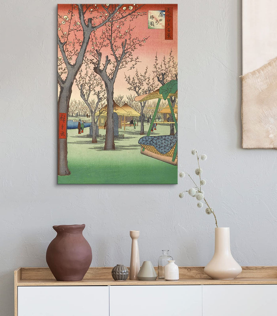 Print Wall Art - Japanese Ukiyo-e Painting - Plum Blossom in Garden, Kamata by Utagawa Hiroshige - 24x36 inches