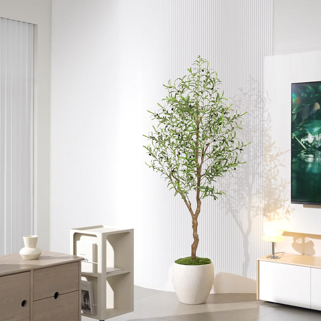 6FT Faux Olive Tree with Natural Textured Trunk & Lifelike Leaves