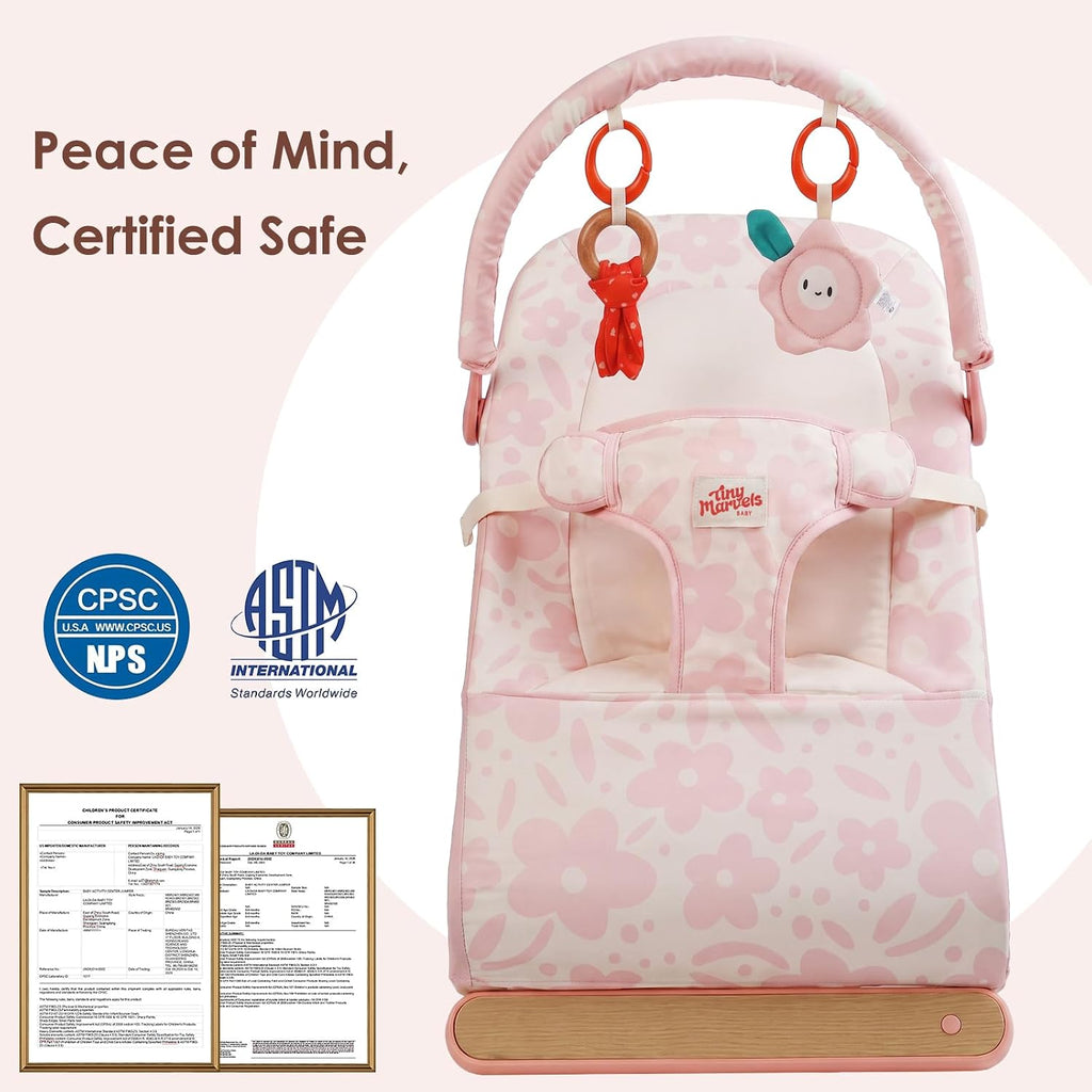 Portable Foldable Baby Bouncer with Ergonomic & Music, 0