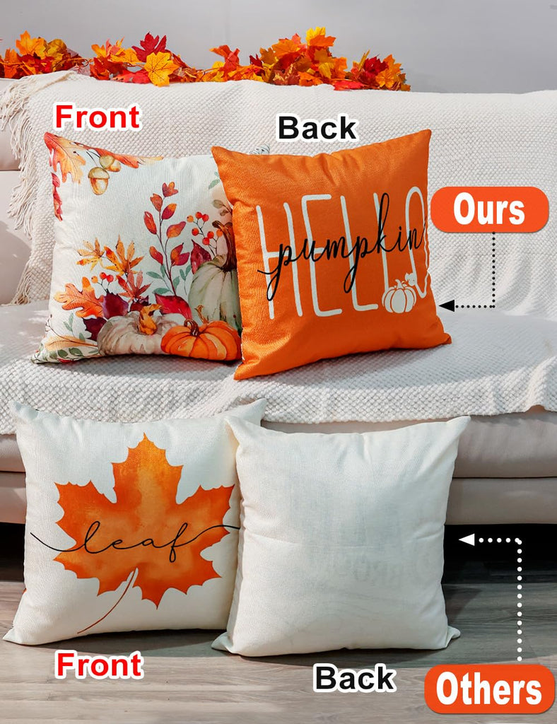 Fall Pillow Covers 18x18 4Pcs Double‐Sided Print Autumn Home Decor