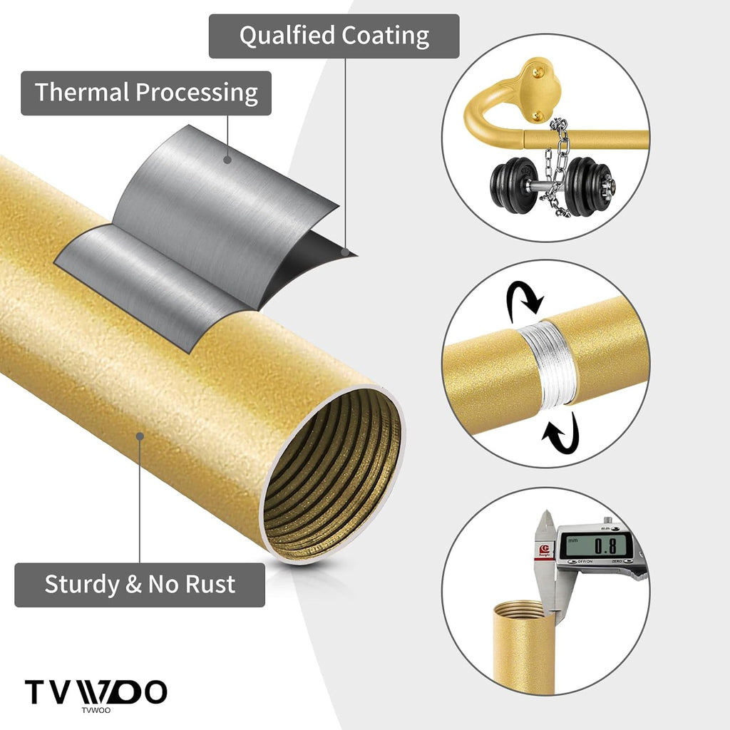 Gold Wrap Around Curtain Rods 2 Pack:Small Blackout Adjustable Window Curtain Rod for Bedroom Kitchen Apartment