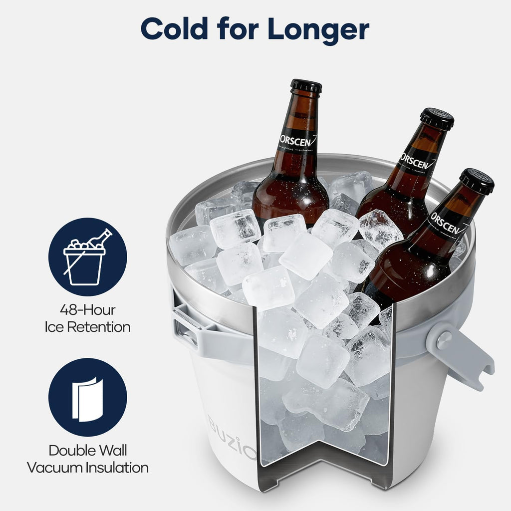 7.4 Qt/7 L Insulated Ice Bucket with Lid, Scoop, Tongs & Metal Cups
