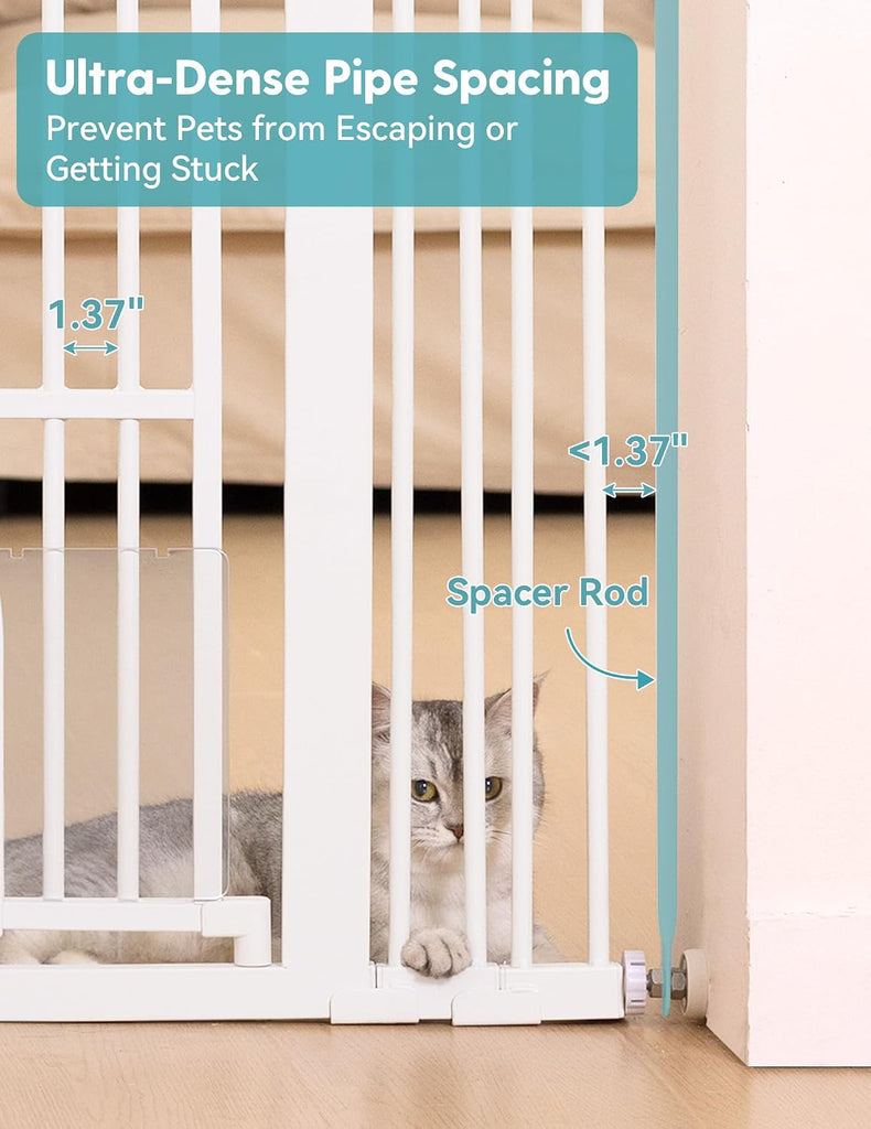 55" Extra Tall Pet Gate with Cat Door, 29"-43" Dog Gate Indoor