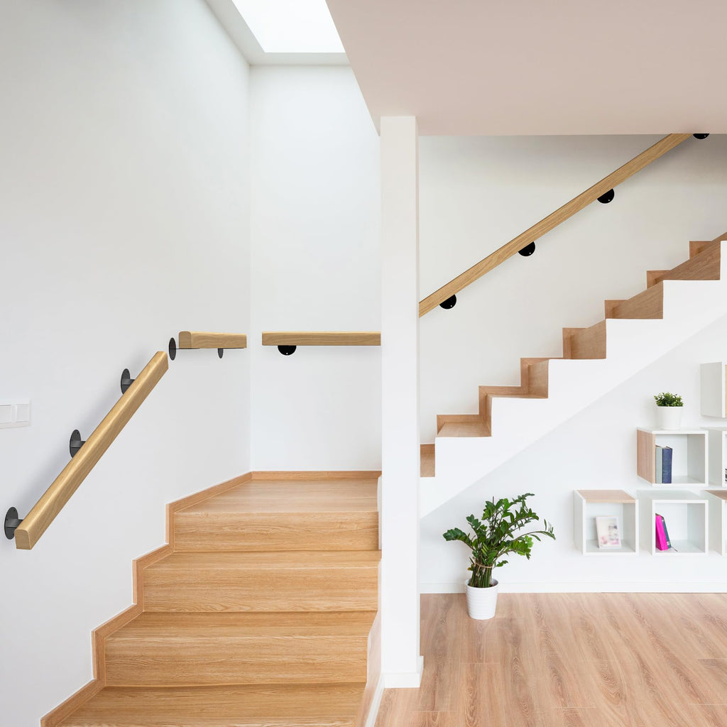 8FT Wooden Stair Handrails Indoor Outdoor Wall Mount