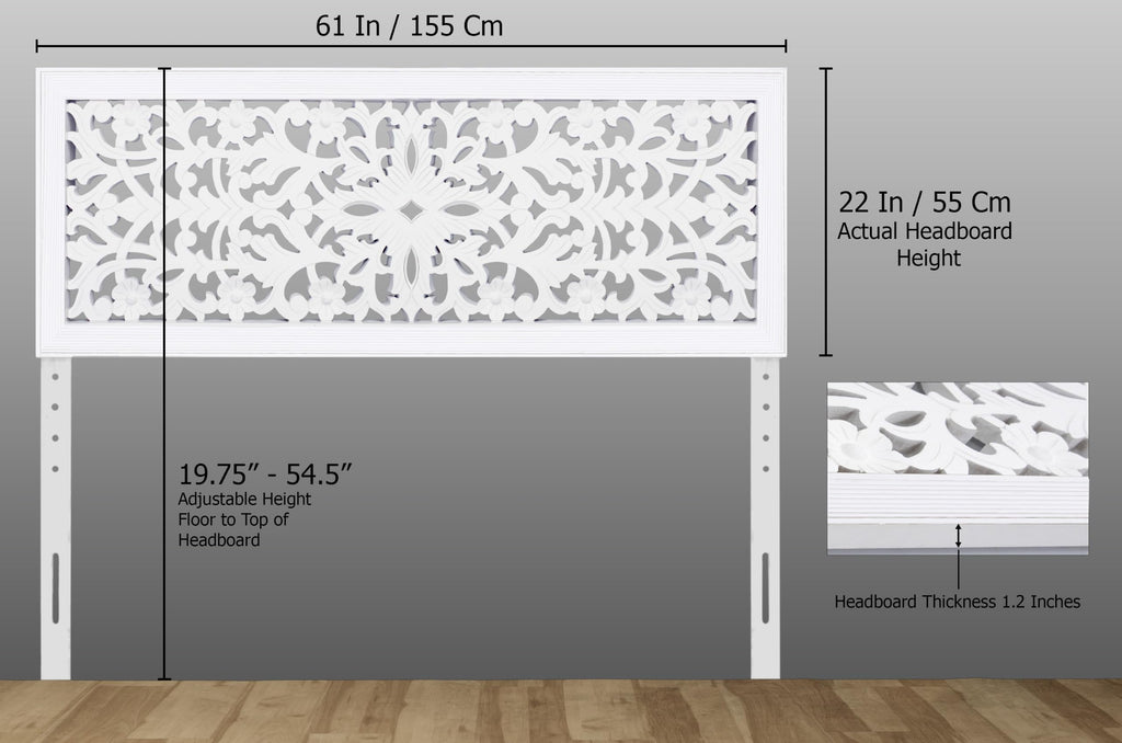 Solid Wood Sturdy Headboard - Rustic White