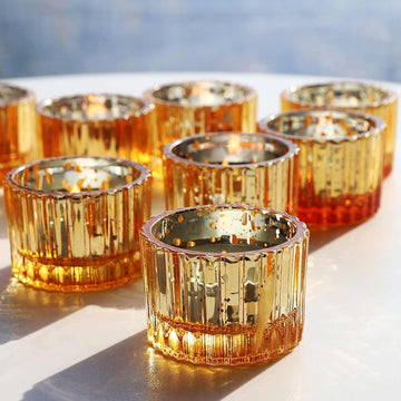 24pcs Mercury Gold Votive Candle Holders for Christmas Decorations
