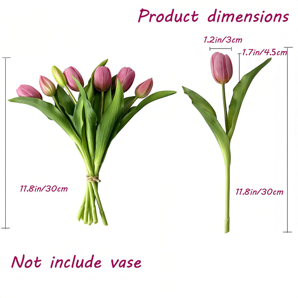 14 Pcs Real Touch Tulips Artificial Flowers Latex Stems Purple