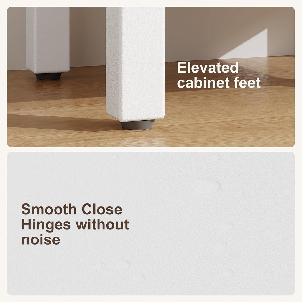 16" Bathroom Vanity with Sink, Freestanding Wooden Bathroom Vanity Cabinet with Soft-Closing Door and Metal Handle, Modern Floor Standing Storage for Small Spaces，White