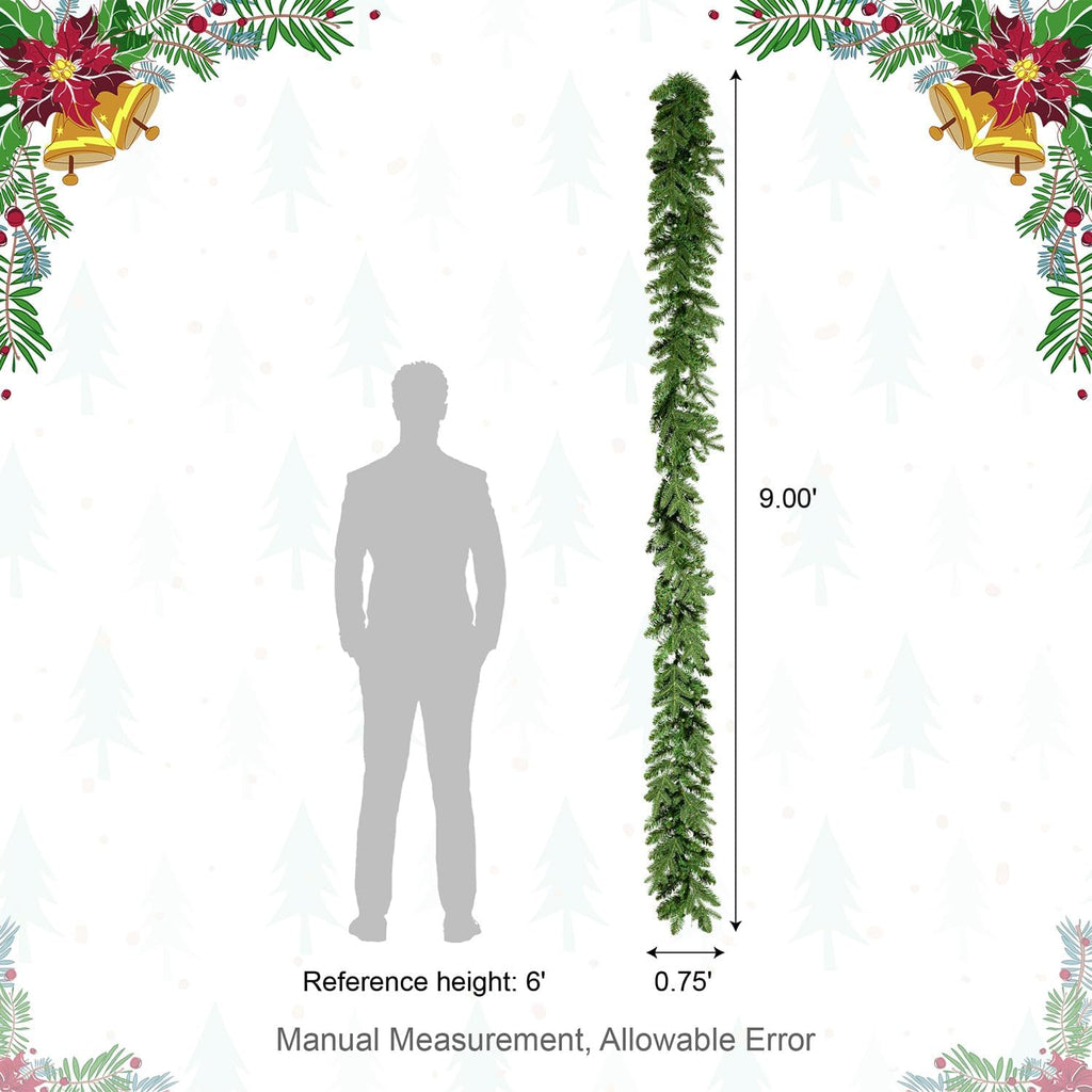 Christmas Garlands with Lights, Set of 2 9ft Pre-Lit Garlands with 50 C4 Strawberry LED Lights and Timer for Mantle