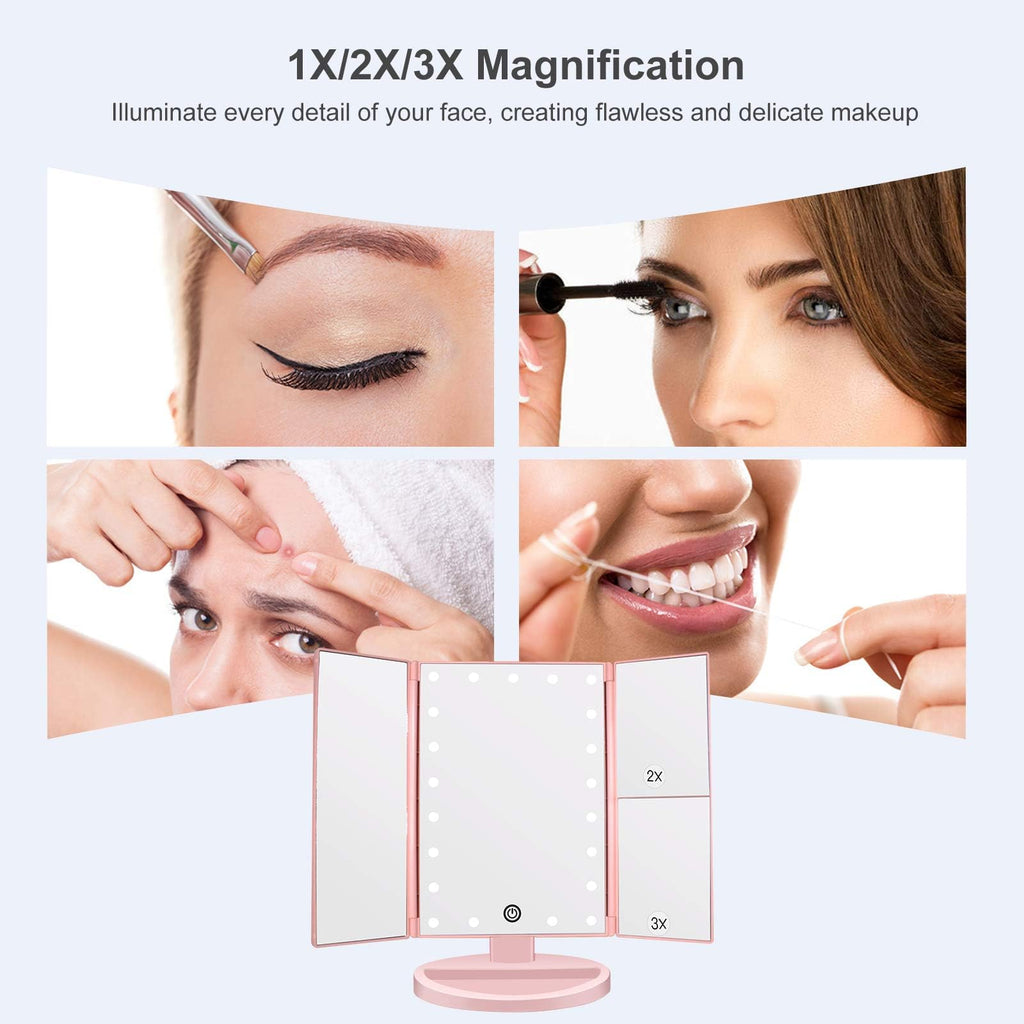 Makeup Mirror with 21 LED Lights,Two Power Supply Modes
