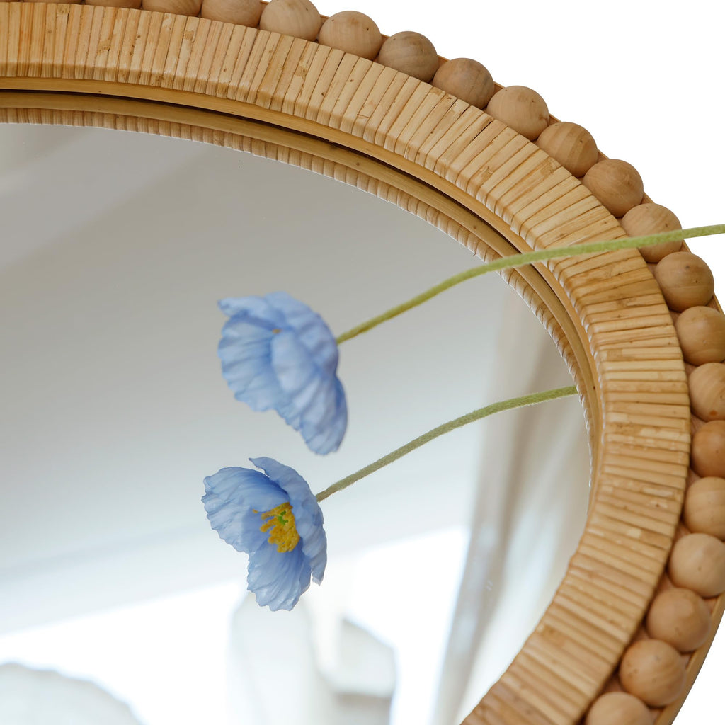 Rattan Wall Mirror - Boho Handmade Wicker Mirror Rustic Farmhouse Mirrors Entryway Wall Decor, 20" x 30", Oval