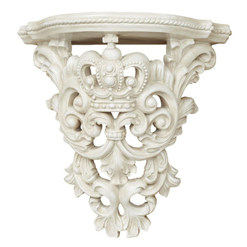 Crown Imperial French Scroll Wall Shelf, Antique White, Victorian Style
