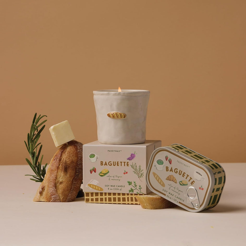 Bistro Hand Painted Scented Candle, French Baguette, 8 oz - Set of 8