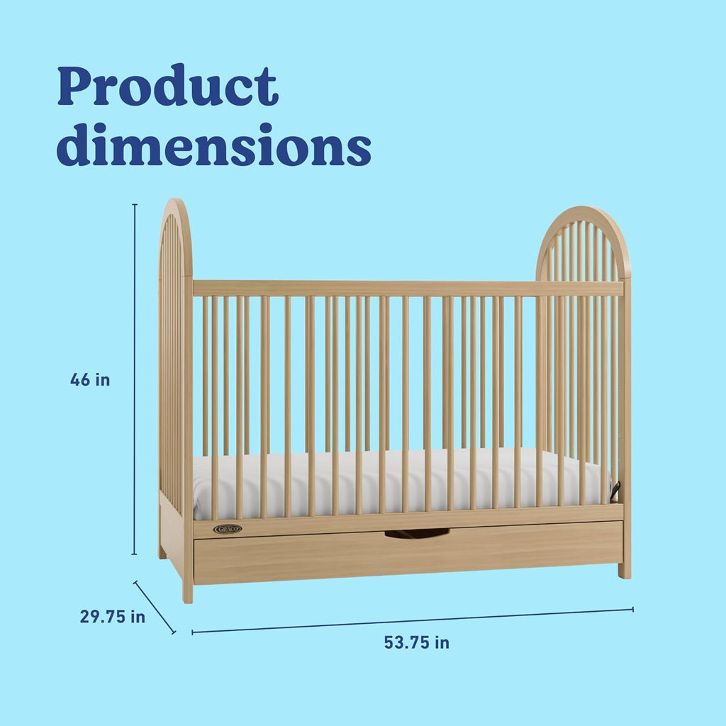 Olivia 3-in-1 Convertible Crib with Drawer (Driftwood) - Converts from Baby Crib to Toddler Bed and Daybed