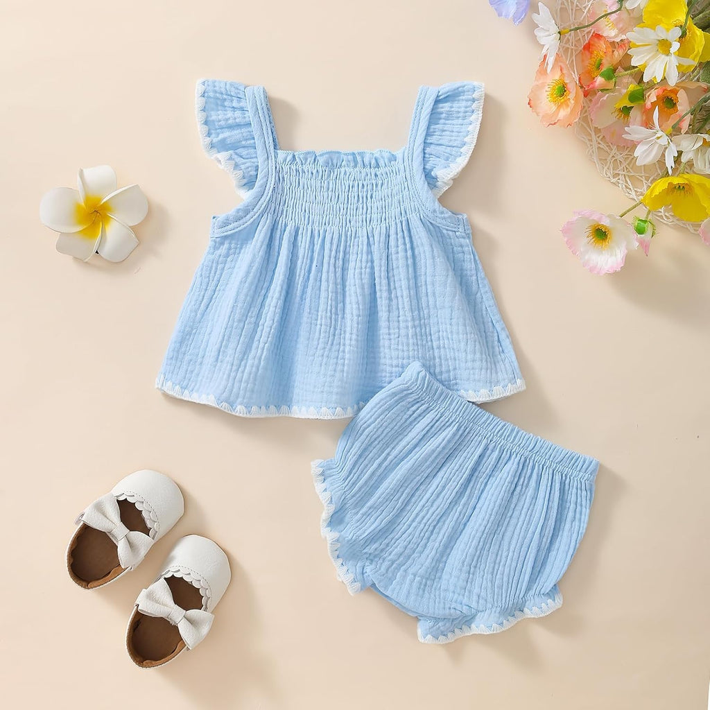 Baby Girl Summer Clothes Infant Tops Dress Shorts Outfits Set