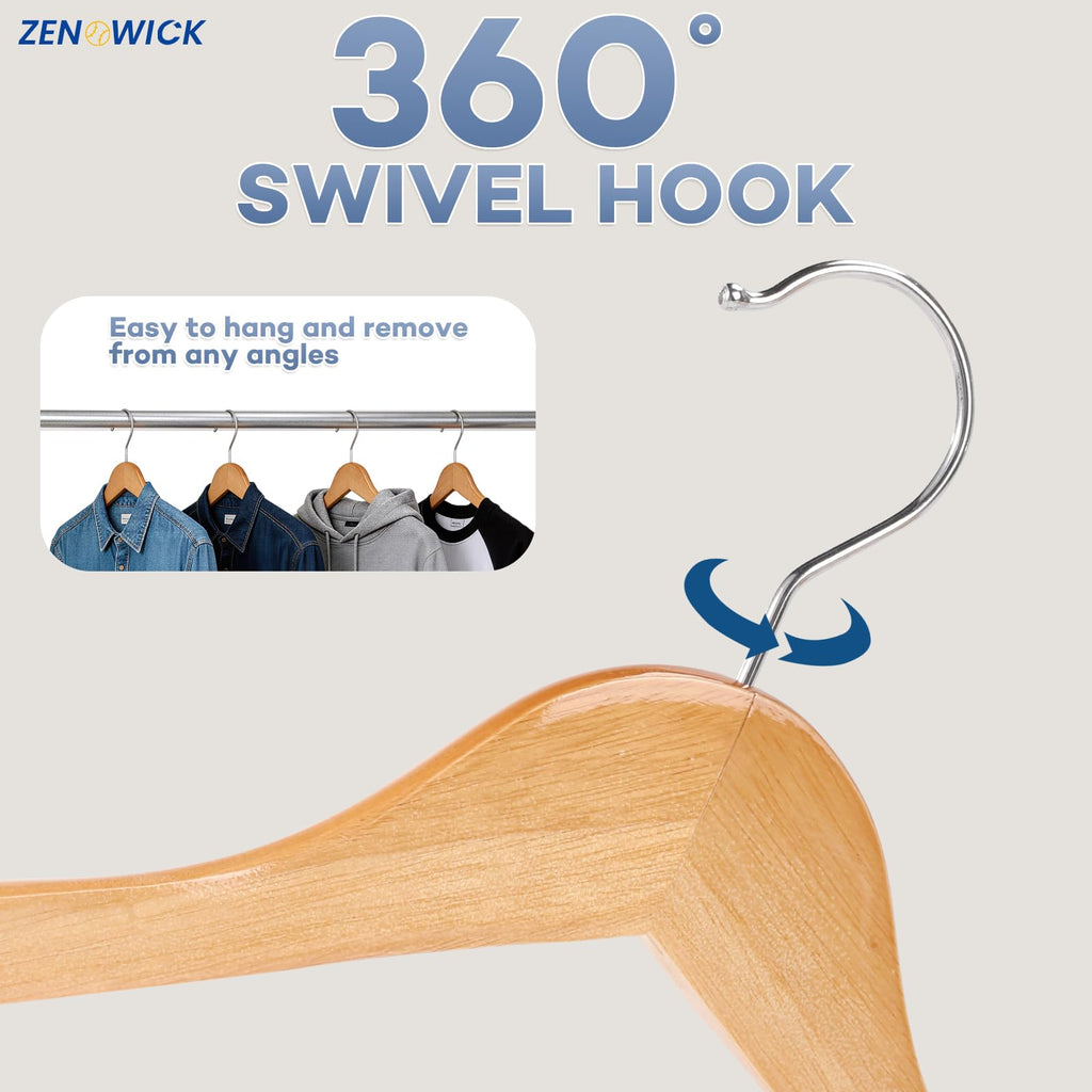 Wooden Hangers 100 Pack, Heavy Duty Wood Hangers for Coats, Suits