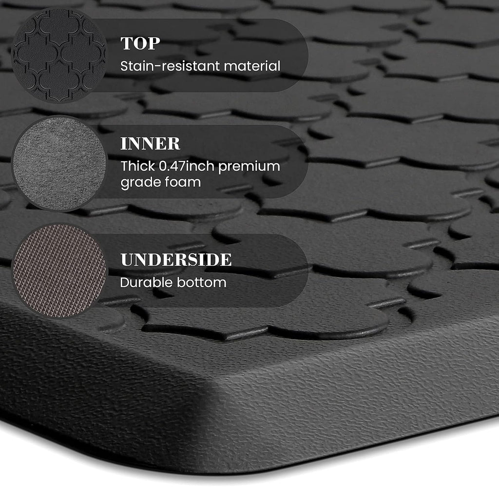 Kitchen Mat 2 PCS Cushioned Anti-Fatigue Floor Mat Standing Mat | 0.47" Thick Cushioned Memory Foam, Water Resistant