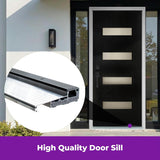 Modern Black Exterior Fiberglass Entry Front Door with 4 Frosted Glass Panels Includes Frame & Hardware Right Inswing