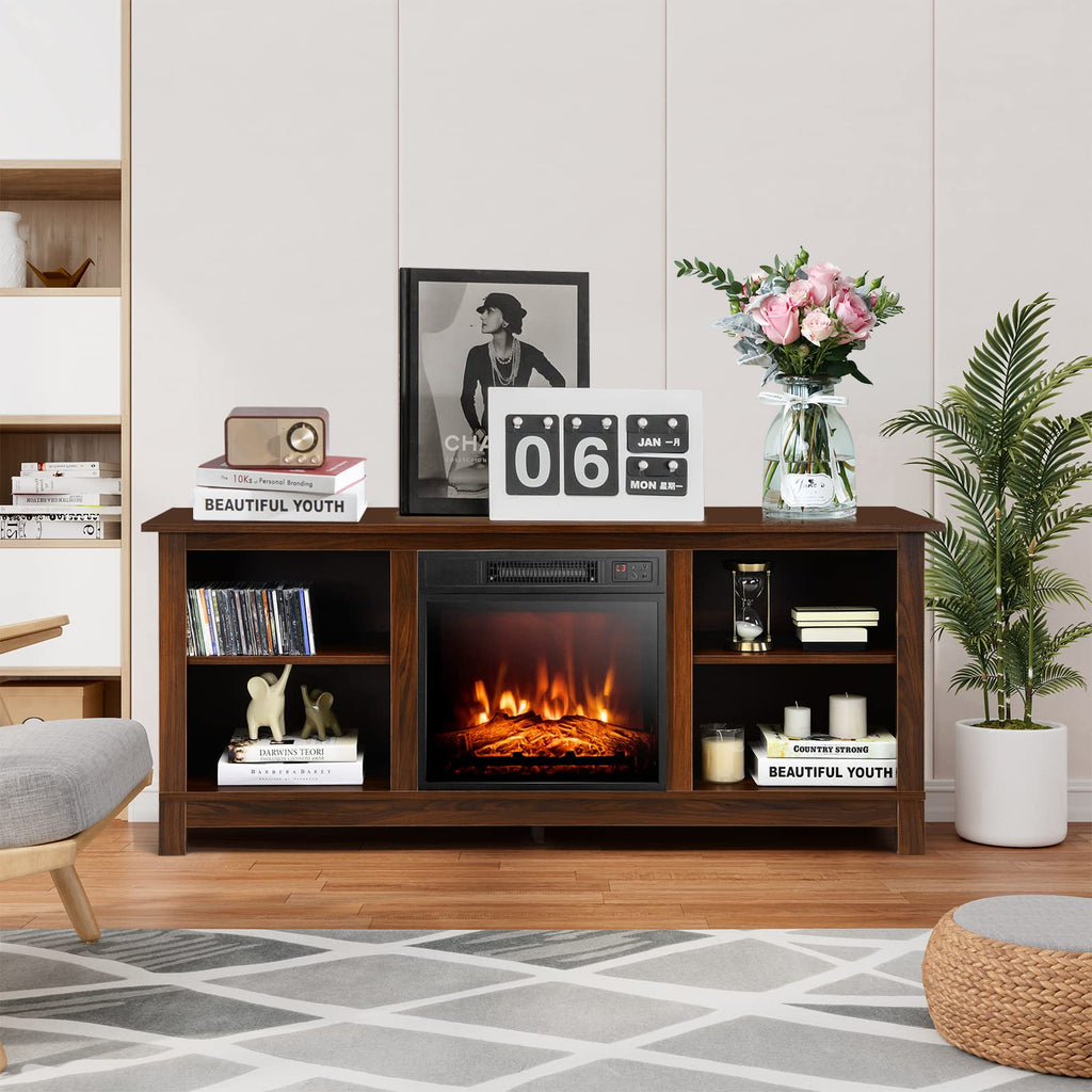 18" Electric Fireplace Insert, Recessed Heater w/Remote