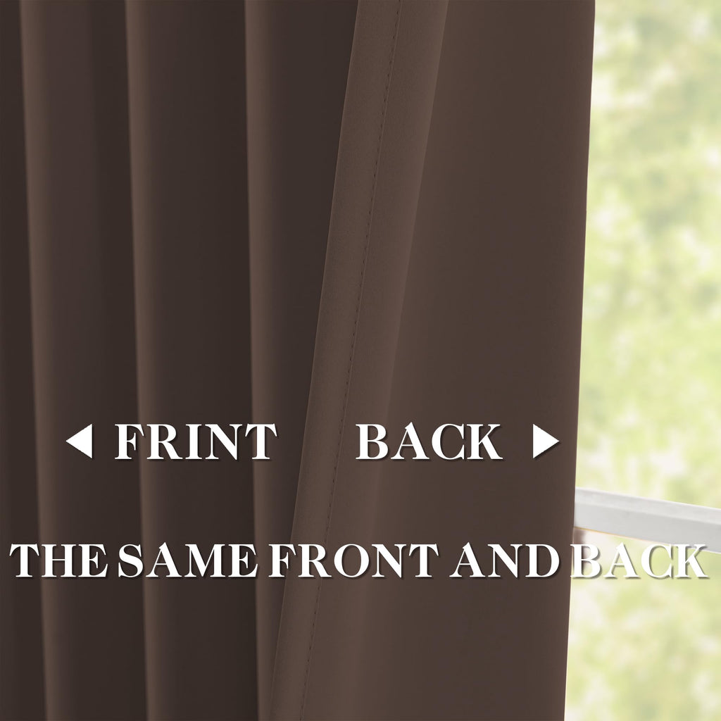 Brown Pinch Pleated Blackout Curtains with Hooks - 144 inches Extra Long Room Darkening Thermal Insulated Window
