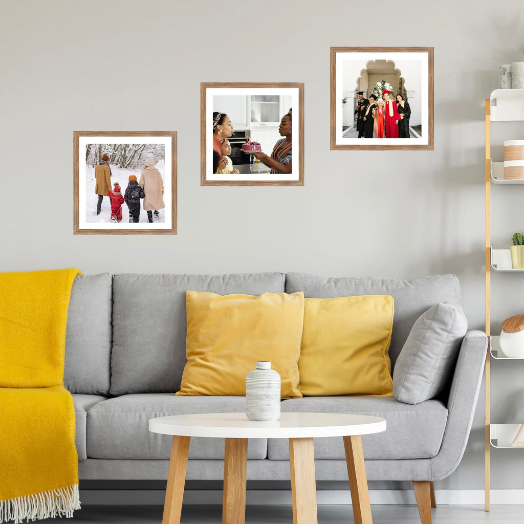 12x12 Picture Frame Set of 3 with 10x10 Mat for 30 x 30cm Diamond Art Painting, Display Photo 10x10 with Mat or 12 x