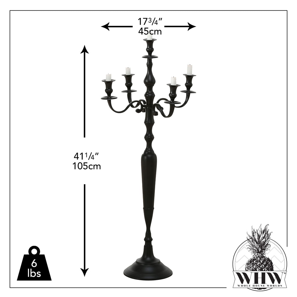 Black Floor Candelabra, 41.25" Tall Standing Candle Holder