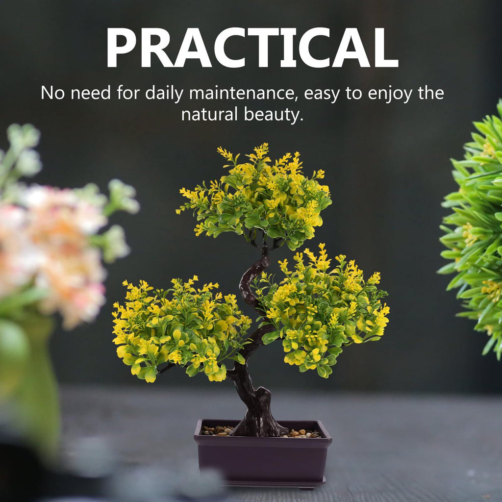 Artificial Bonsai Tree Faux Potted Plant Simulation Desk Decor Low Maintenance Greenery 14.17X12.59X3.93 Inches