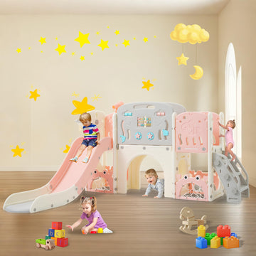 11 in 1 Toddler Slide Set, Kids Slide for Toddlers, Toddler Climber Slide PlaySet with Basketball Hoop, Outdoor Indoor