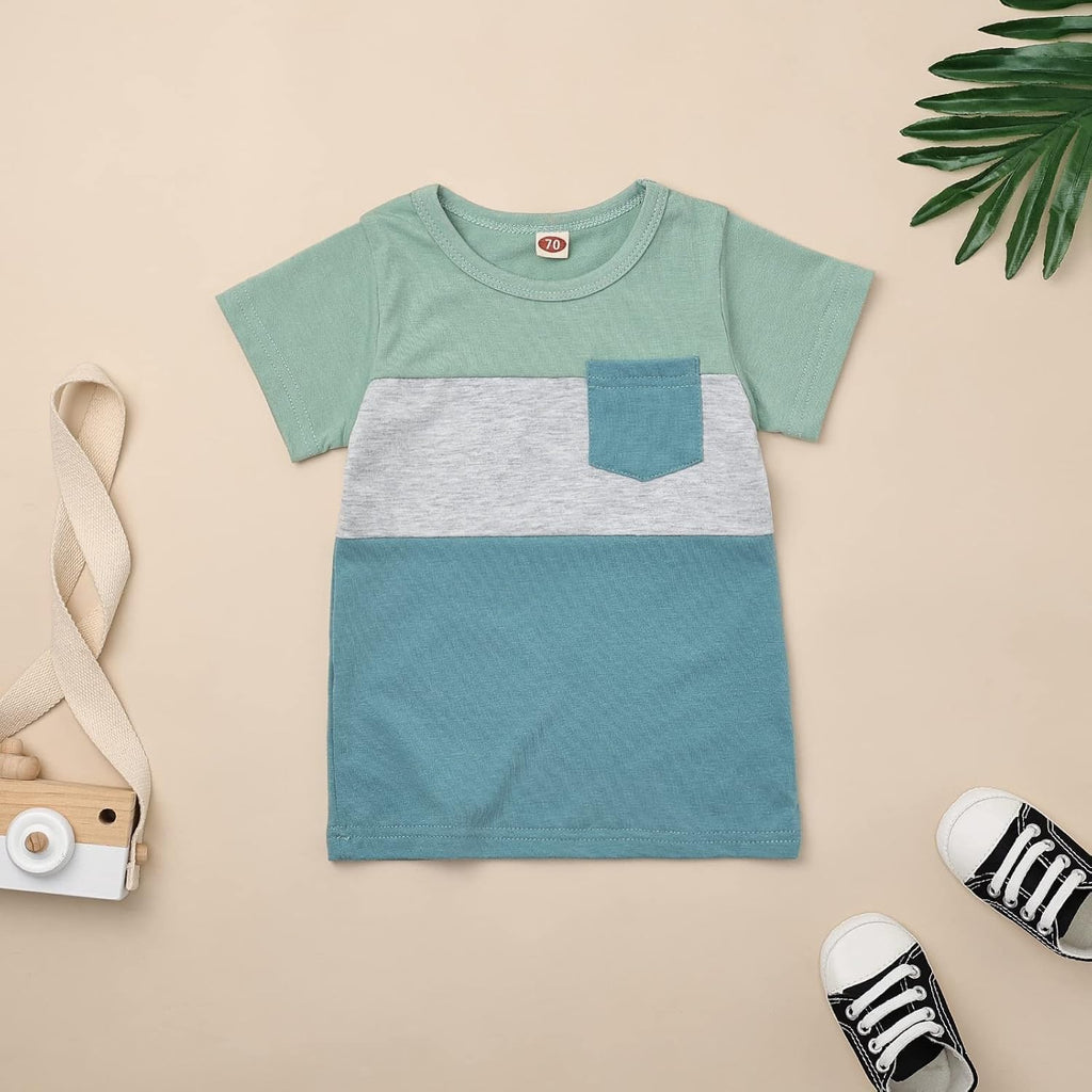 Toddler Boy Clothes Baby Summer Outfit Patchwork Tee Shorts
