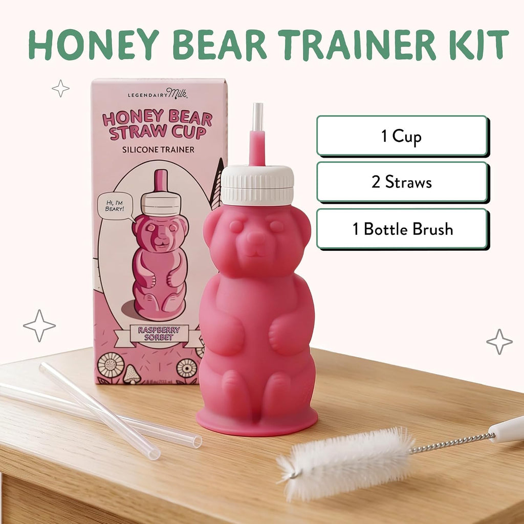 Honey Straw Cup for Baby & Toddler, Silicone Squeeze Training Straw Cup, Leak Resistant Baby Sippy Cup with Straw