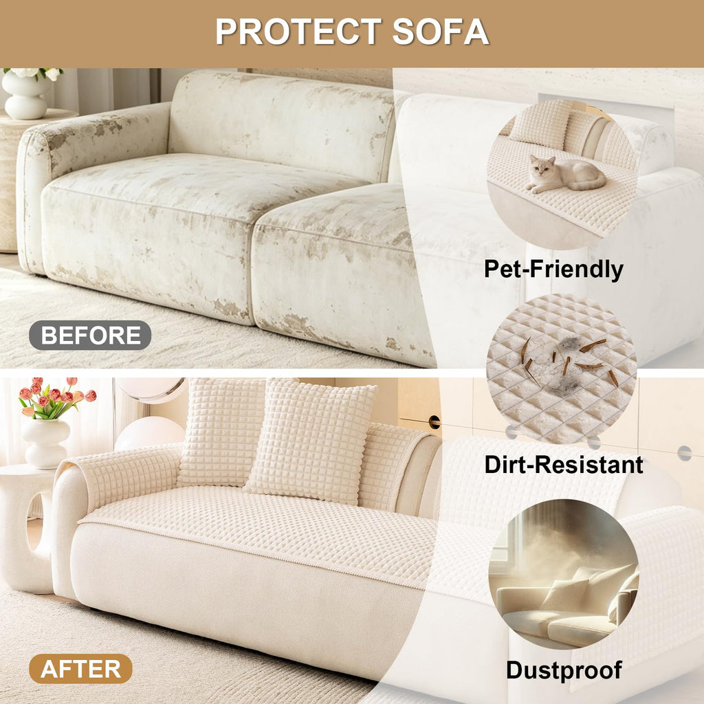 Soft Velvet Sectional Couch Covers Washable(1PC, 27.6"x94.5")