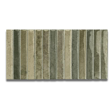 Scandia Glossy Olive Green 4.5x9 Ribbed Porcelain Wall Tile, 3D KitKat Fluted Decorative Tile Backsplash, Bathroom