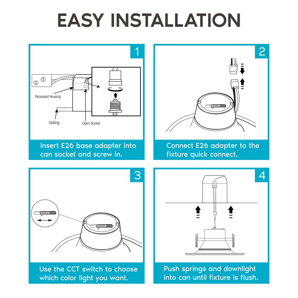 5/6 Inch LED Recessed Retrofit Downlight, 14W=90W, 1100 LM (6 Pack)