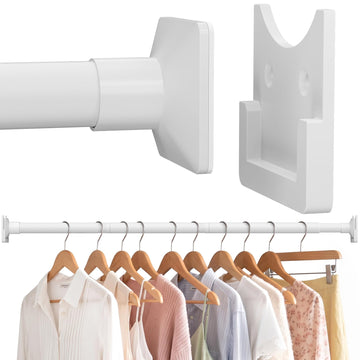 Heavy Duty Adjustable Closet Rod 27.5-82 Inches Wall Mounted Closet Pole
