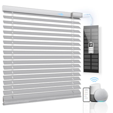Motorized Blinds with Remote, Horizontal Blinds, Silver, "