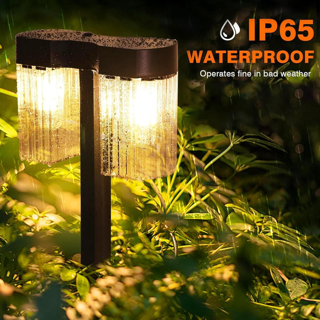 Solar Outdoor Lights, 2 Pack Waterproof Solar Pathway Lights for Pathway Garden Yard Path Walkway Driveway Lawn Decor