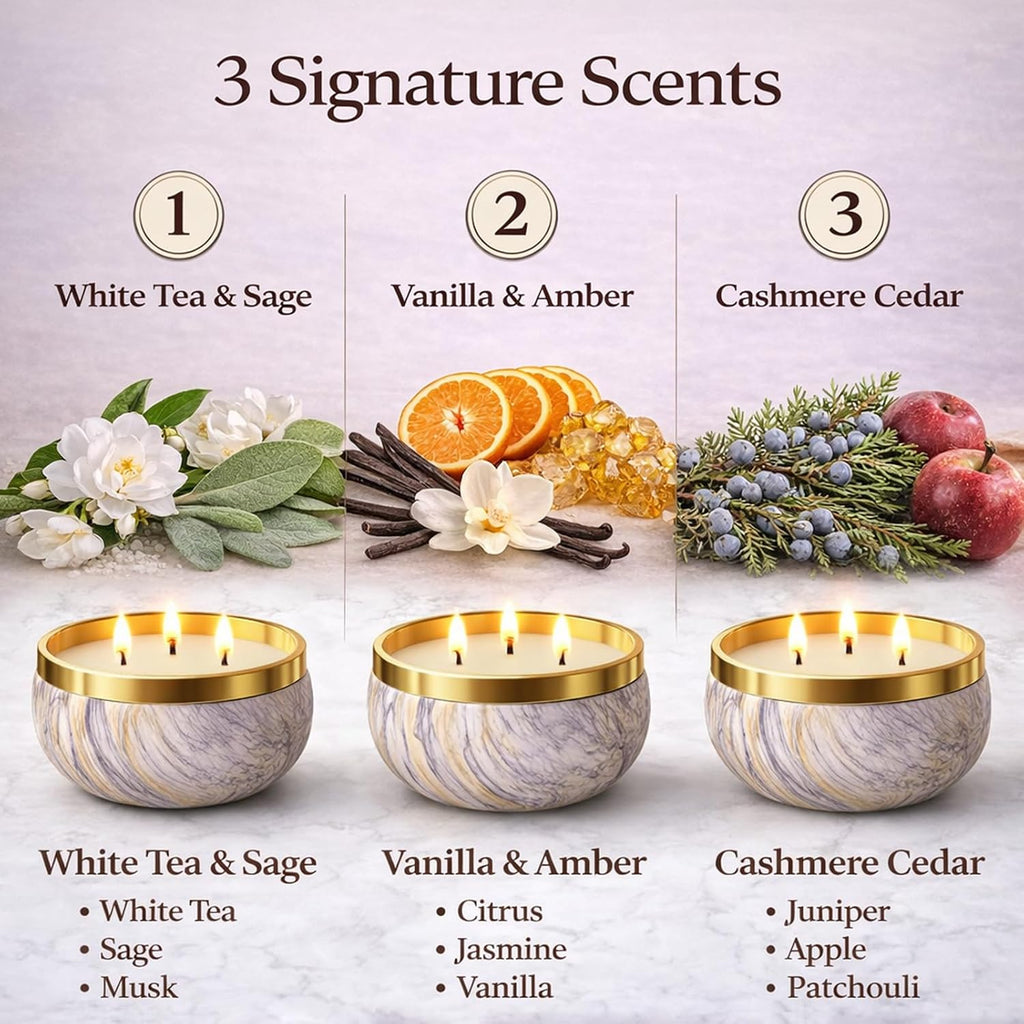 3-Wick Candle Gift Set, 3 Pack, 14 oz Each, Scented Candles - Set of 3