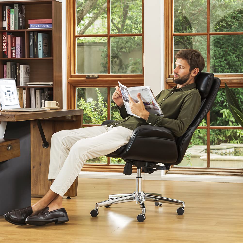 Mid-Century Modern Air Leatherette Adjustable Task Chair Swivel High Back Office Chair Computer Desk Chair with
