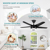 44" Black Ceiling Fan with Lights - Low Profile Ceiling Fans with 5 Reversible Blades, 6 Wind Speeds and Dimmable, Indoor/Outdoor Ceiling Fan Light for Bedroom A101-B0D8W425HM