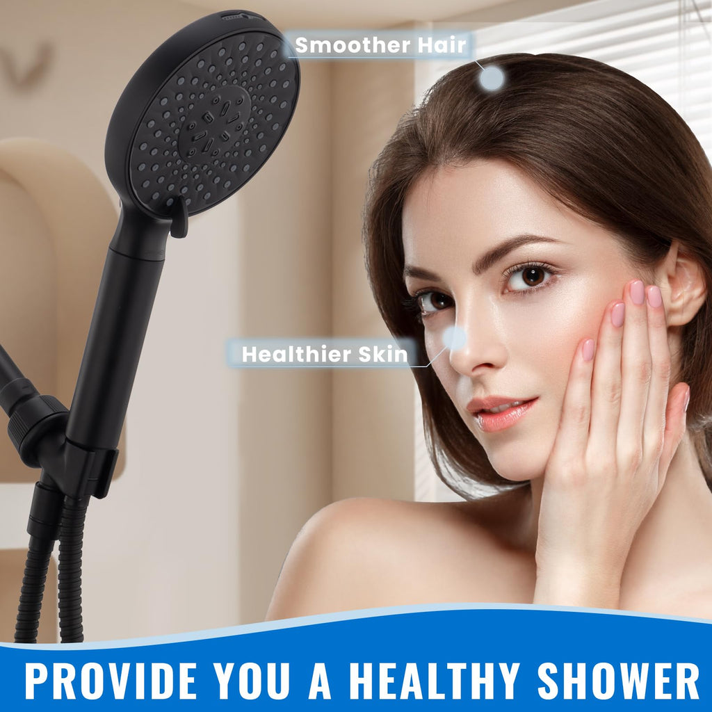 Filtered Shower Head with Handheld, High Pressure 9-Spray Modes Detachable Shower Head with Filter for Hard
