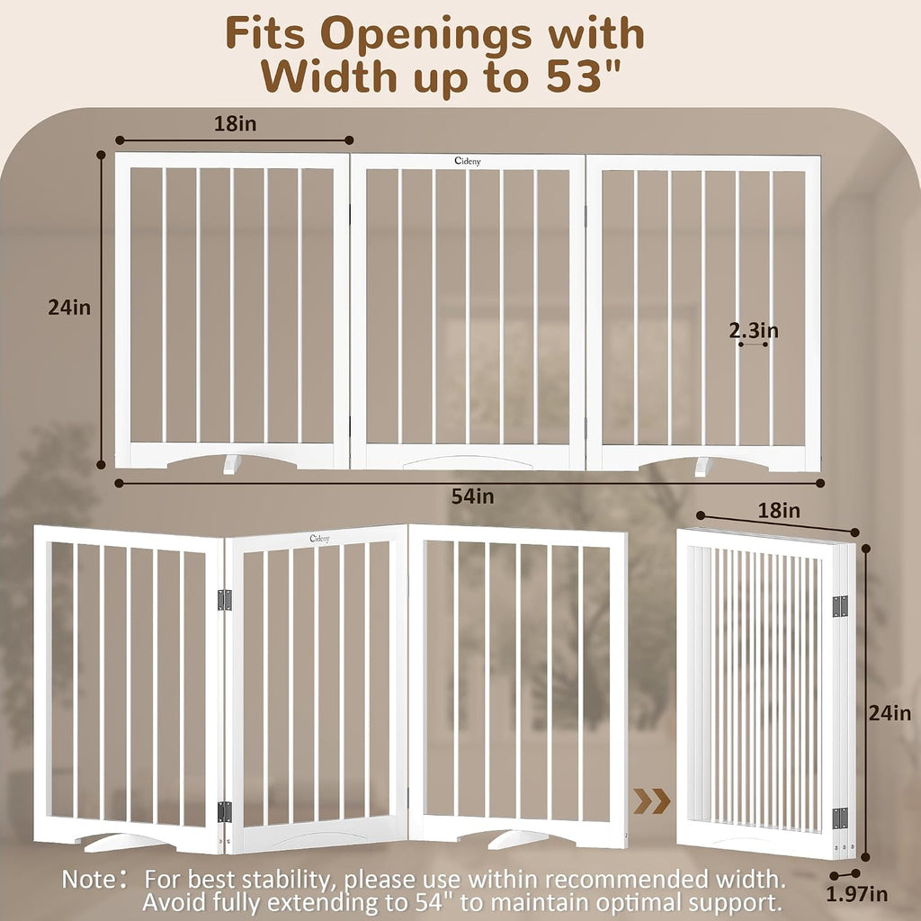 Free Standing Dog Gate Indoor, Foldable Dog Gate for Stairs Doorways
