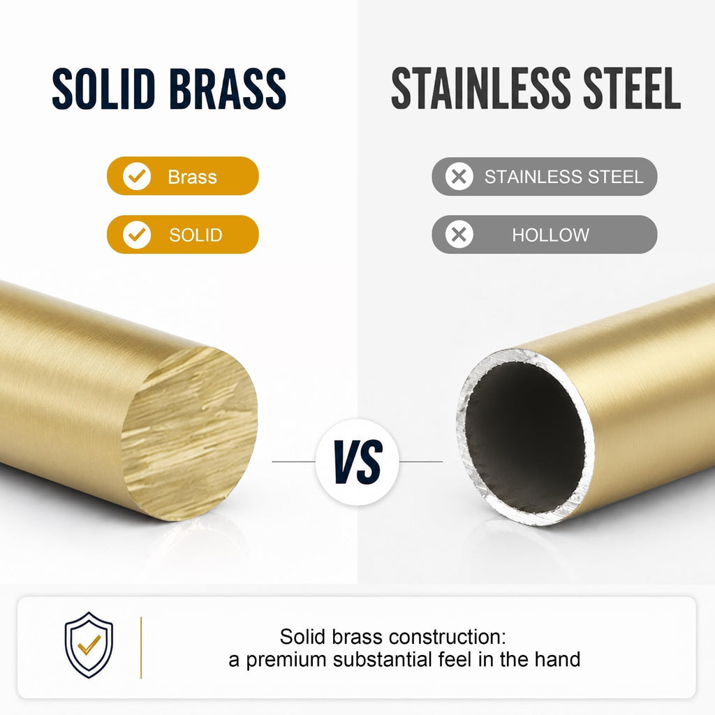 Solid Brass Long Cabinet Pulls, Gold Handles, 10-1/16 Inch