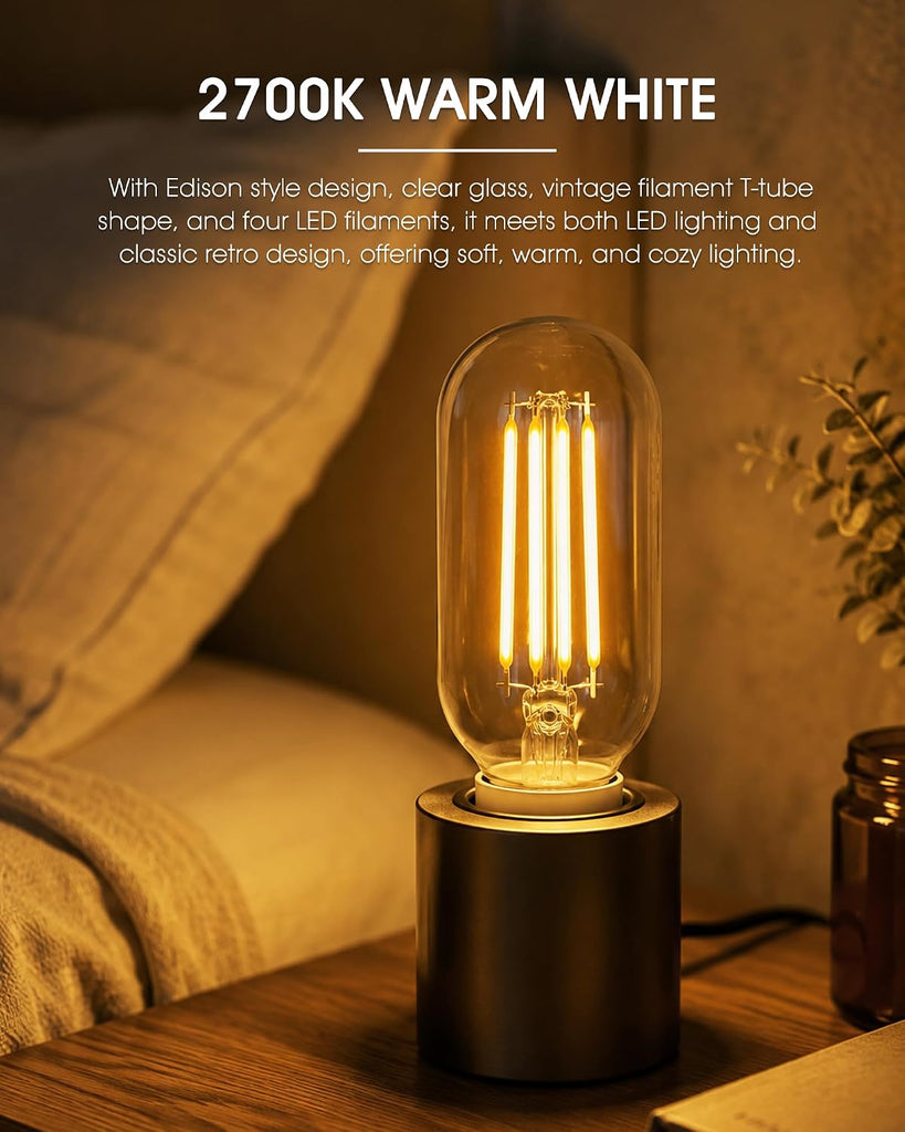 T45 4W LED Edison Bulbs E26 Base 40W Equivalent with Clear Glass