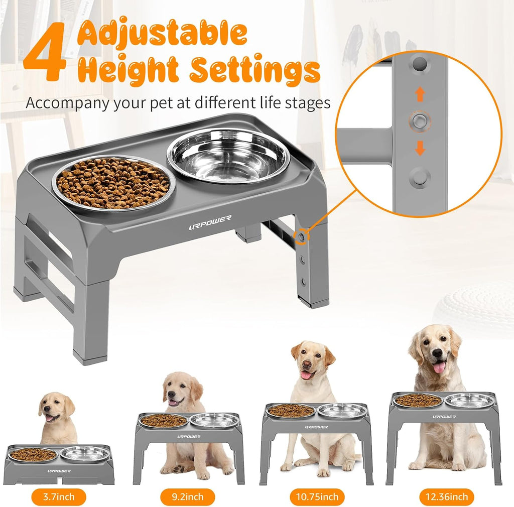 Raised Dog Bowls 4 Height Adjustable Elevated Bowl Stand