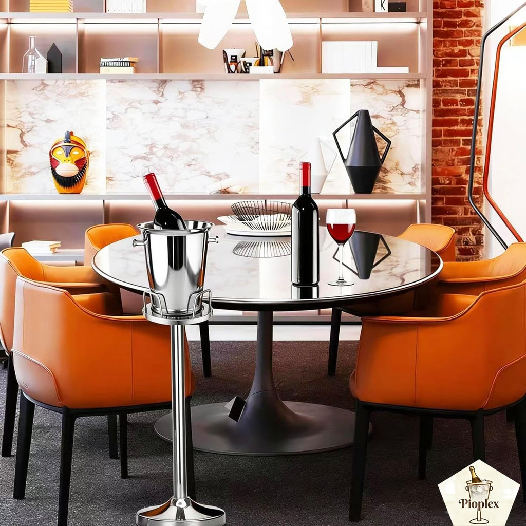 Ice Bucket Champagne Ice Bucket with Stand for Party Stainless Steel Stand Champagne Barrel, Wine Bar, for Beer Bar